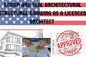 stamp draw architectural structural drawing, mep floor plan city permit in USA