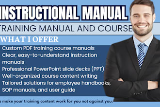 create pdf training course manual, course content, instruction manual, PPT slide