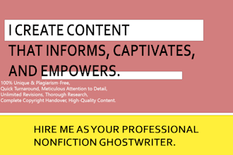 craft your nonfiction book as your dedicated and experienced ghostwriter