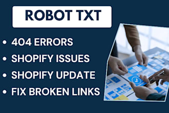 fix XML sitemap, robot txt issues, 404 errors fix broken links
