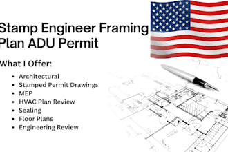 draw stamp engineer framing plan adu permit architectural mep structure design