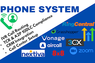 setup ringcentral aircall 8x8 vonage dialpad 3cx ghl voip IVR a2p 10dlc tcr pbx