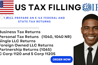 prepare and e file US tax returns for individual and business, 1040, 1120, 1065