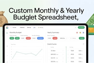 create customizable monthly budget spreadsheet, yearly financial google sheet