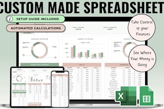 create custom automation excel dashboard google spreadsheet budget planner etsy