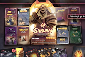 design custom card game tcg  board game deck table top game  and box mockups