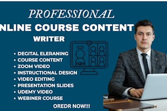 do web based online course content, lesson plan, video creation training video