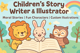 be your children story writer with moral story kids story writer illustration