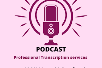 transcribe your raw podcast, interviews, videos in  24 hours