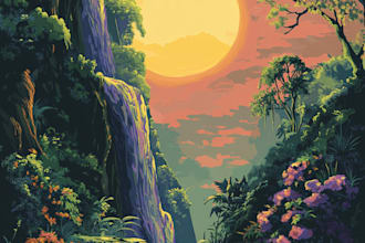 draw detailed digital fantasy landscapes, no ai