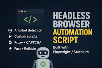 develop a stealth headless browser automation bot using selenium or playwright