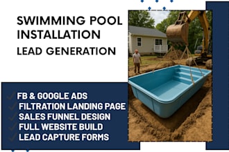 generate swimming pool installation leads ads cleaning landing page and website