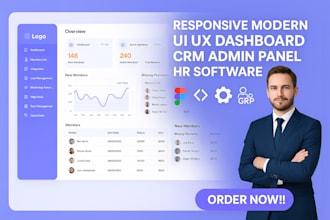 design modern ui ux dashboard crm admin panel grp hr software in figma prototype