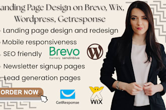 design landing page on brevo beehiiv wordpress wix getresponse mailchimp expert