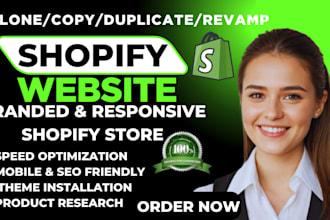 copy,clone,recreate,revamp, redesign, duplicate shopify store or shopify website