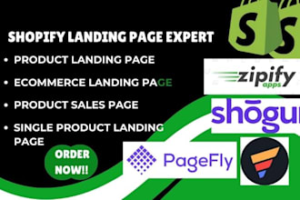 design build shopify ecommerce website landing page with pagefly gempage shogun