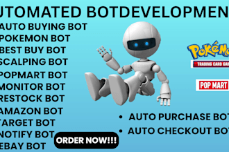 develop pokemon center checkout bot popmart bot pokemon card bot pokemon tcg bot