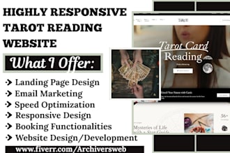 design spiritual booking website tarot reading, float reiki meditation website