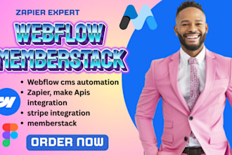 webflow cms automation using zapier make and apis integration,stripe memberstack