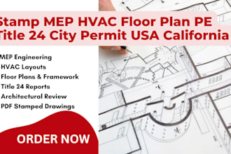 stamp mep hvac floor plan pe title 24 city permit USA california
