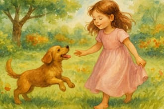 illustrate children picture story book in whimsical watercolor style, book cover