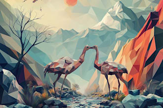 create any geometric low poly illustration within 24 hours