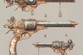 design detailed 3d weapons with an epic style
