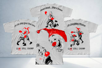 do custom design for t shirt variety of styles minimalist, cartoon, urban, retro