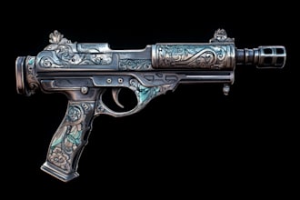 create a 3d weapon illustration for gaming