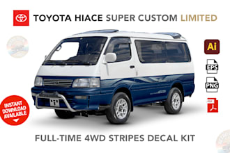 design toyota hiace super custom limited decal kit