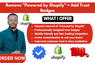 remove powered by shopify branding and install trust badges for conversions rate