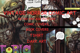 draw vintage horror comics and posters in any style