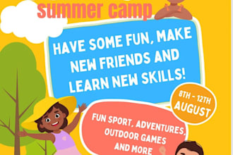 do awesome summer camp flyer, winter camp flyer and educational flyer for kids