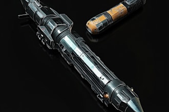 make a 3d weapon illustration for gaming