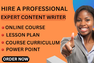 create online course content, course curriculum, lesson plan and ppt slides