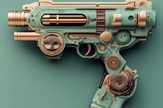 design detailed 3d weapons with an epic style
