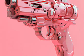 make a 3d weapon illustration for gaming