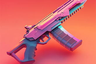 do a 3d weapon illustration for gaming