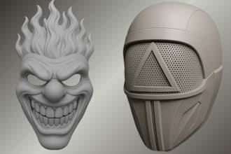 custom 3d mask design 3d helmet model 3d cosplay helmet print ready mask