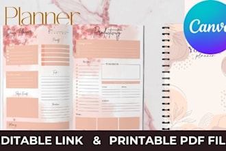 design printable canva wall desk calendar, logbook, planner and journal for KDP