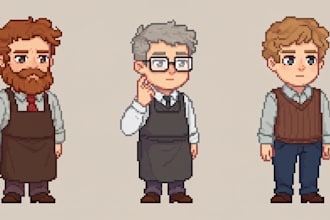 create pixel art character tileset assets 2d sprite sheet,2d retro pixel game ar
