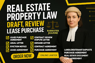 draft, review lease purchase real estate agreement legal letter eviction notice