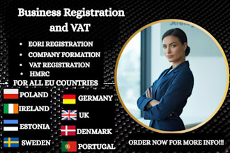 do company and vat registration for eu, est, ire, pol, por, uk, ger, tur