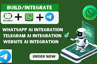 build website ai chatbot, integrate ai chatbot with whatsapp telegram ai chatbot