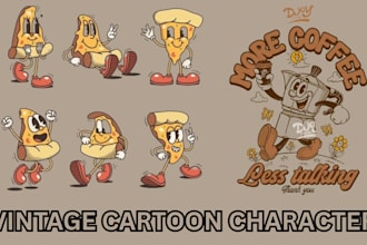 draw your vintage cartoon character vintage cartoon  mascot as a cartoon artist