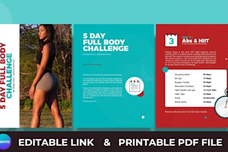 design editable canva PDF checklist, logbook journal, planner and fitness ebook