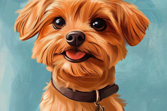 draw custom pet portrait, dog , cat portrait in disney style
