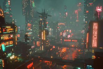 do a futuristic and detail cyberpunk city illustration