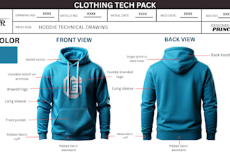 design apparel fashion tech pack and clothing tech pack cloth for manufacturing