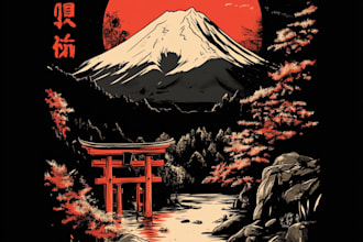 draw a japanese t shirt illustration